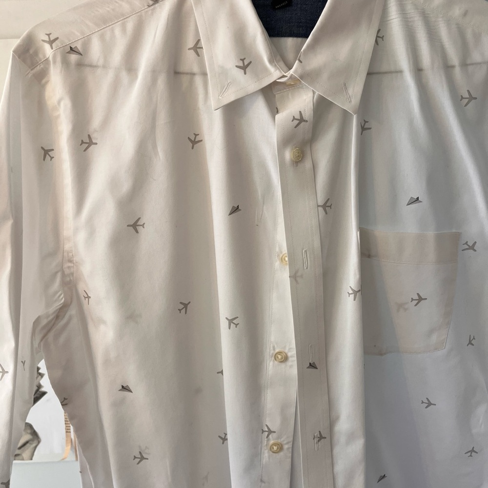 Banana Republic White Casual Airplane Button Down Shirt